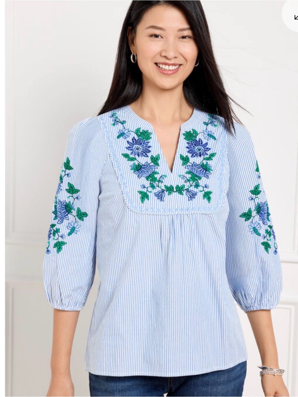 Talbots Embroidered Stripe Popover 2XP NWT - Picture 2 of 7